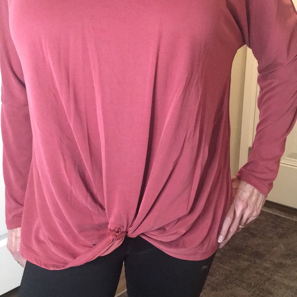 Maroon Blouse tie knit detail Long sleeve - Picture 6 of 7